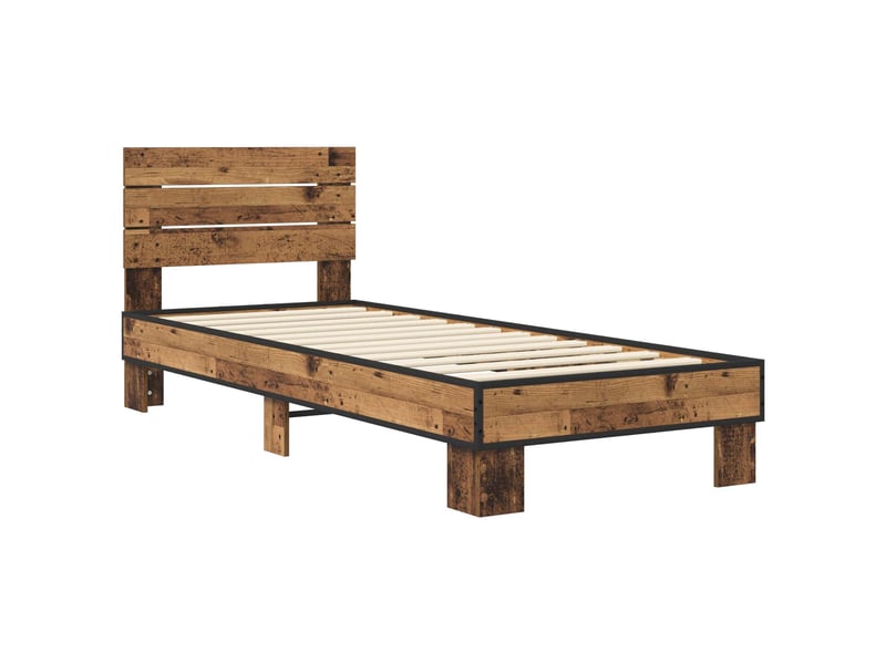  Lit simple- lit adulte -  cadre de lit avec tête de lit bois ancien 80 x 200 cm  - Conforama B