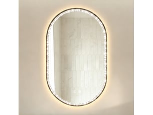 Miroir ovale de salle de bain coloris noir <strong>DESMIU</strong>  <strong></strong> - 80 cm x 50 cm