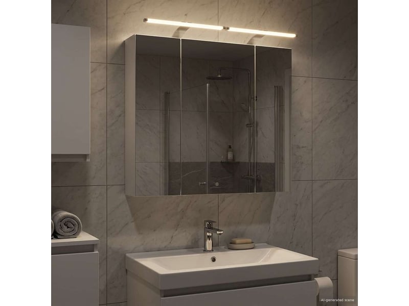 Armoire miroir salle de bain, meuble de rangement blanc 80x14.5x70 cm shl6657 - Conforama D