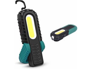 Lampe de travail led rechargeable,lampes d'inspection à led devant cob avec crochet et base magnétique pour voiture, camping, urgence (vert)