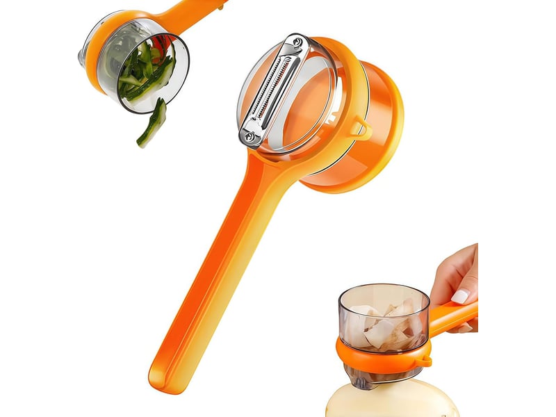  Éplucheur, épluche-légumes et épluche-pommes de terre, éplucheur en acier inoxydable à double face avec boîtier de récupération, multifonction pour  - Conforama A