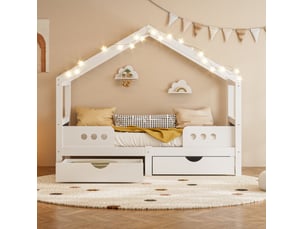 Lit simple 90x200 cm <strong>OKWISH</strong>  <strong></strong> coloris blanc