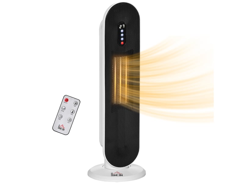  Chauffage soufflant céramique 2000 w blanc 21 x 21 x 63,5 cm, oscillation 45 degrés et télécommande incluse  - Conforama A