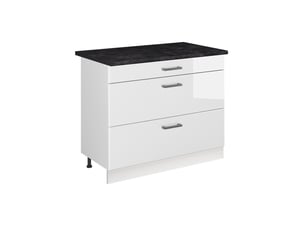 Vicco meuble cuisine, blanc haute brillanceblanc, 100cm plan de travail anthracite