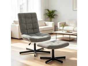 Fauteuil lounge pivotant modèle élégant avec repose-pieds réglable et dossier inclinable