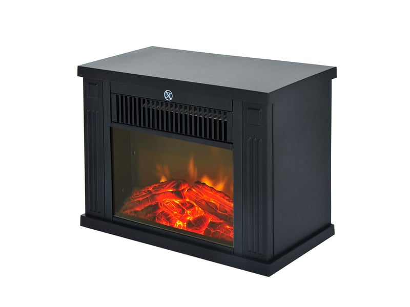  Cheminée électrique avec chauffage, effet flamme led, 600 ou 1200 w, noire  - Conforama B