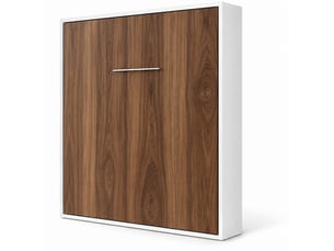 Lit escamotable vertical kola – seulement 34,5cm de profondeur, le confort d’un vrai lit-avec matelas-160x200-cadre blanc-façade noyer