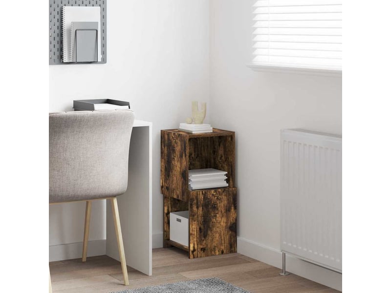  Meuble d'angle, meuble de rangement salon 30,5x30x65cm bois d'ingénierie chêne fumé  - Conforama D