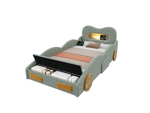Lit avec rangement 90x200 cm DESVIAE coloris vert