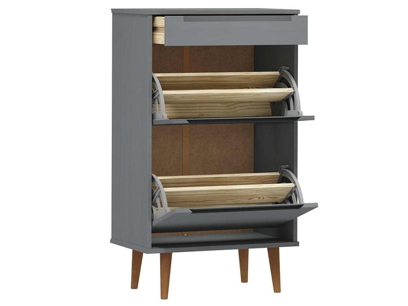  Meuble à chaussure, armoire à chaussures molde gris 59,5x35x103 cm bois de pin  - Conforama E