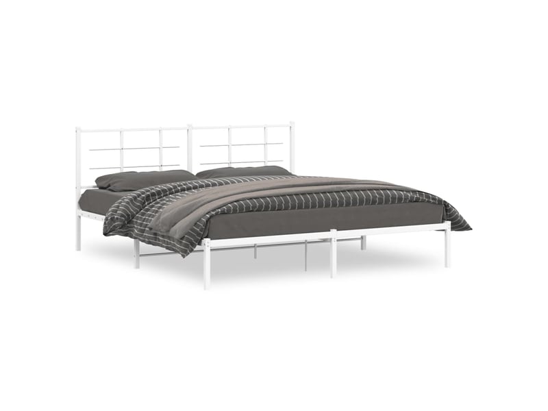  Lit double- lit adulte -  cadre de lit métal sans matelas et tête de lit blanc 180x200 cm  - Conforama A
