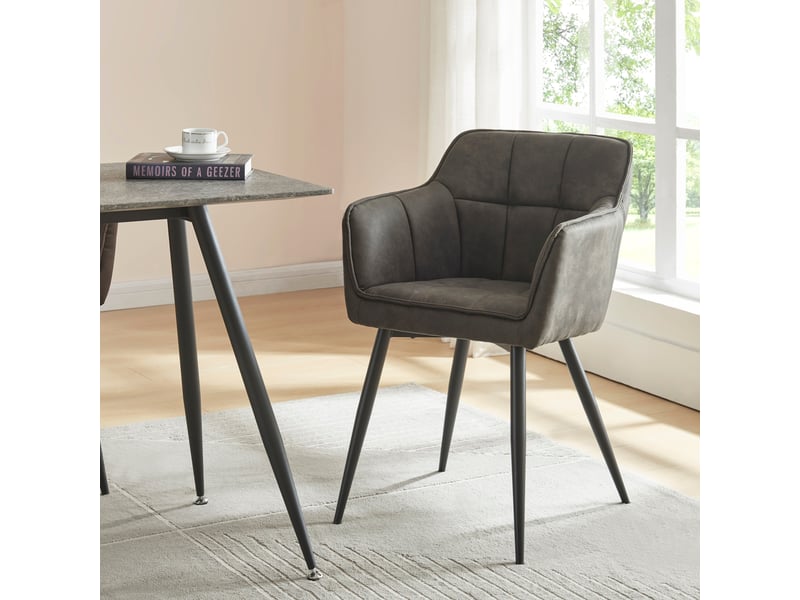  Lot de 4 chaises de salle à manger birmingham 82 x 60 x 59 cm gris foncé noir [en.casa] Birmingham - Conforama B