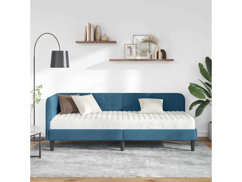  Lit simple- lit adulte -  cadre de lit d'angle bleu 80 x 200 cm velours  - Conforama C