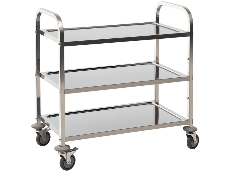  Desserte de cuisine à roulettes à 3 étagères, chariot de rangement en acier inox., chariot de cuisine et salle à manger, argenté, 90,5 x 50,5 x 88,2 cm  - Conforama B
