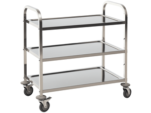 Desserte de cuisine à roulettes à 3 étagères, chariot de rangement en acier inox., chariot de cuisine et salle à manger, argenté, 90,5 x 50,5 x 88,2 cm