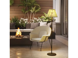 Lampadaire solaire en rotin style bohème, 25 led, capteur crépusculaire, ip44, ø33 x 135 cm, jardin et balcon
