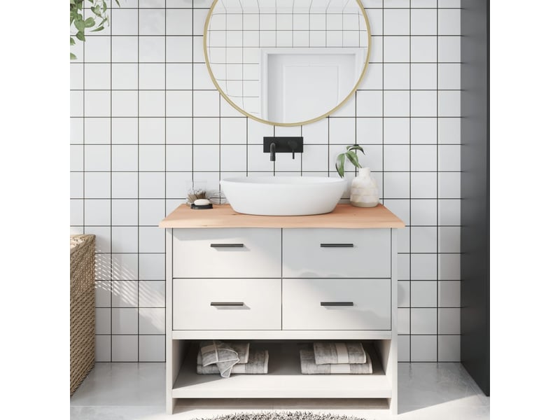  Comptoir de salle de bain, plan de travail 100x50x2 cm bois massif non traité cf65701  - Conforama B