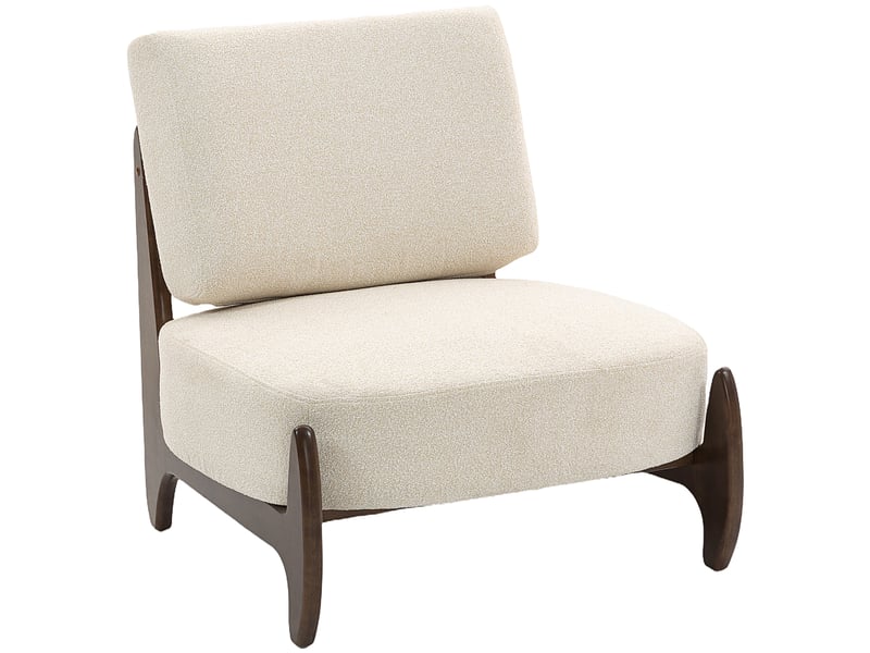  Fauteuil de salon en chenille et bois massif crème 72x73,5x81 cm  - Conforama A