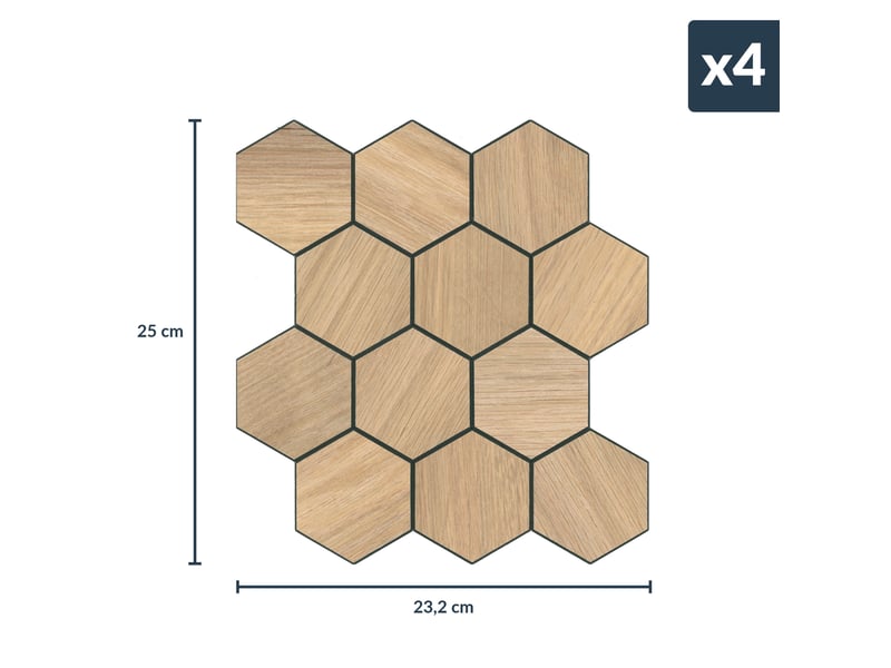  Crédence adhésive murale 3d  - effet carrelage hexagonal 4 pièces 25x25 cm  - Conforama C