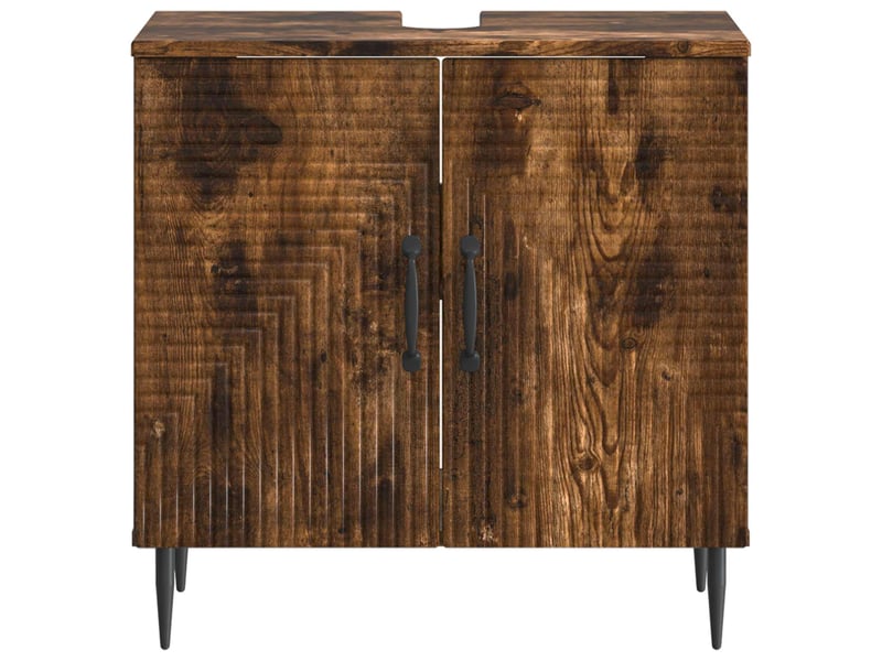 Meuble sous lavabo de salle de bain haarlem chêne fumé cf64890 - Conforama D