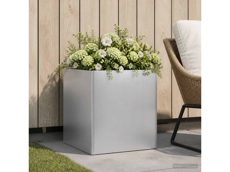 Jardinière - cache-pot de jardin argenté 20 x 20 x 20 cm acier galvanisé - Conforama B