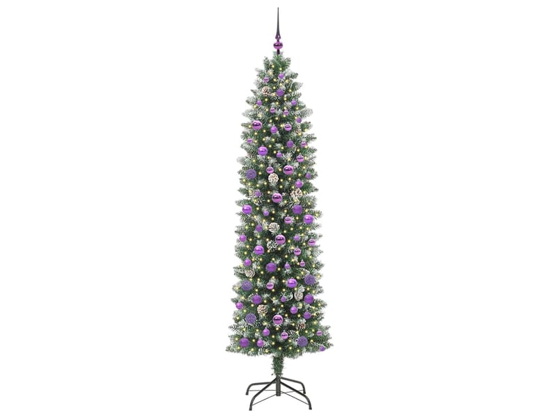  Sapin de noël, arbre de noël artificiel slim vert et blanc 210 cm shl4786  - Conforama C