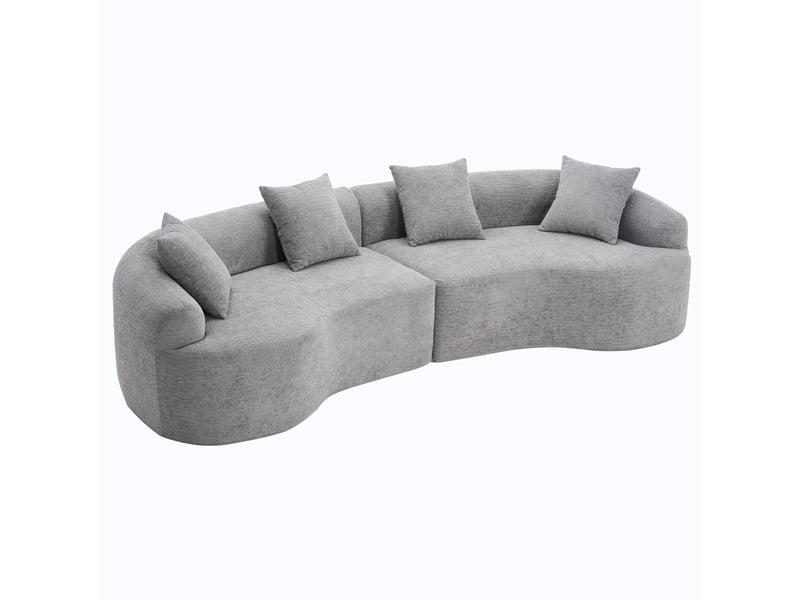 Canapé modulable incurvé,275x115x63 cm,4 places,chenille,gris - Conforama A