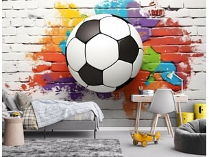 Papier peint panoramique intissé garçon football coloré - 400x280 cm - papier peint enfant