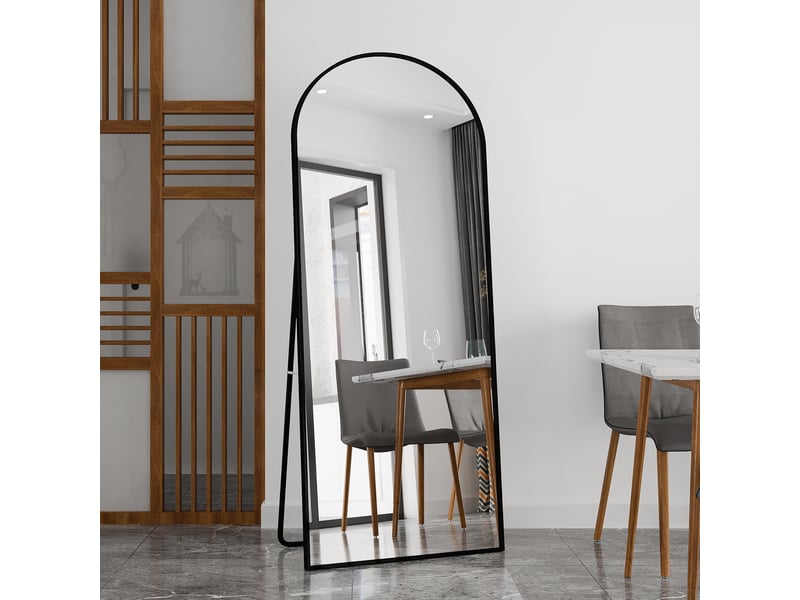 Grand miroir muralpied arche noir 180x80cm - cadre aluminium trempé - design élégant &amp; moderne  - Conforama D