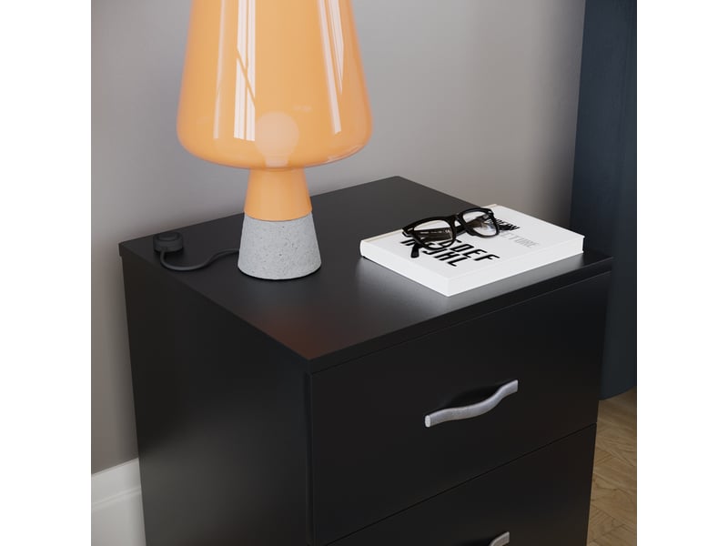  Table de chevet riano, commode de nuit, chambre, rangement, 47x40x36cm, 2 tiroirs, noir 333453 - Conforama R