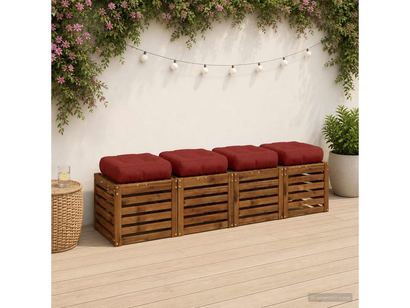  Lot de 4 coussins de siège, coussins d'assise vianen 100 % polyester rouge cf60659  - Conforama B
