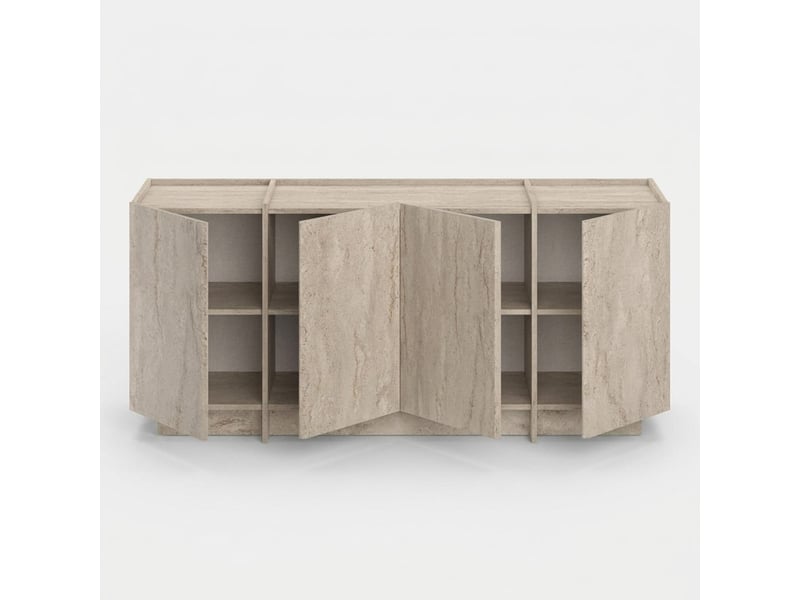  Buffet de salon 4 portes avec étagères et fermeture douce dorma - beige  - Conforama E