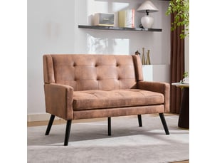 Canapé droit fixe TCQPZ  2 places Tissu marron