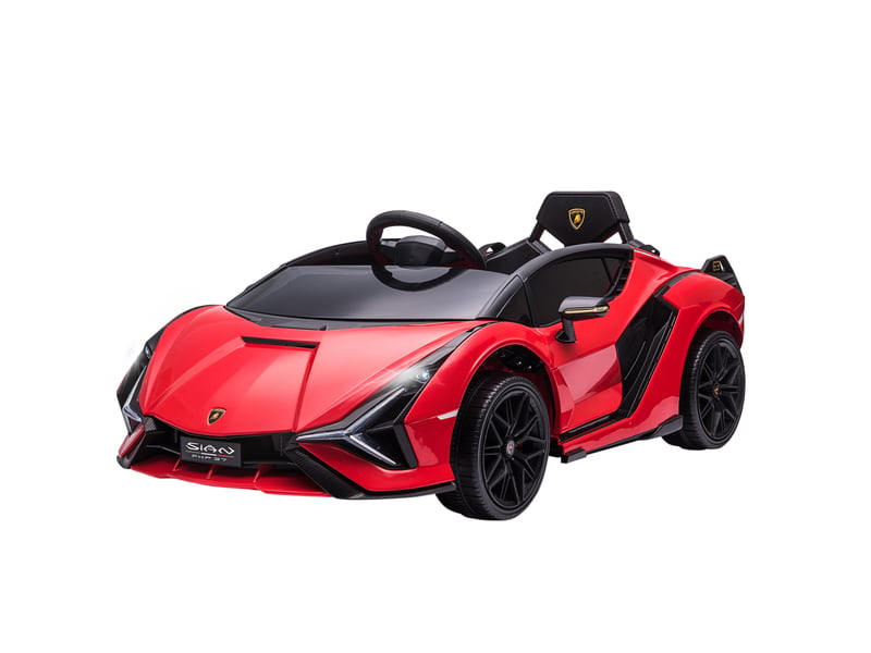 Voiture électrique enfant 12v, télécommande 2,4 ghz, 2 moteurs, klaxon, led, musique, 3-5 ans, rouge.  - Conforama B