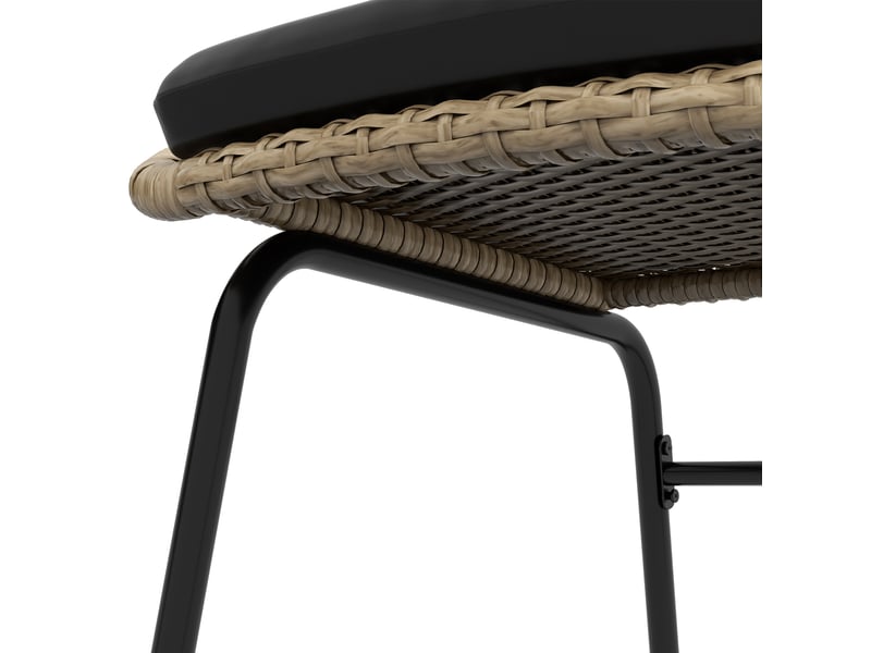 Salon de jardin avec 2 fauteuils à accoudoirs, 1 table ronde et coussins, pour balcon, rotin jaune - Conforama C