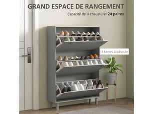 Meuble à chaussures 24 paire(s)  <strong></strong>  <strong></strong> coloris gris