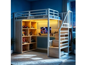 Lit mezzanine 90x200 cm <strong>MODENUIT </strong>  <strong></strong> coloris blanc