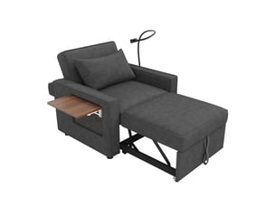 Canapé droit convertible <strong>MERAX</strong> <strong>canapé gris</strong> 1 place Velours côtelé gris