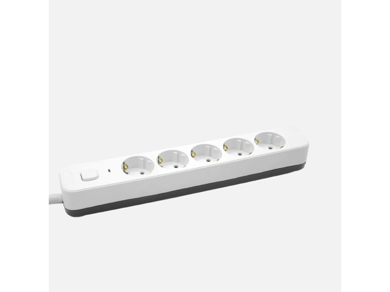  Multiprise fabrilamp dalton 5 prises avec interrupteur voyant lumineux câble 3 m 3680 w blanc gris 260615291 - Conforama C