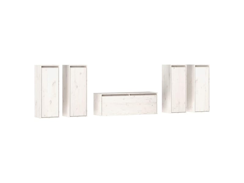  Lot de 5 meuble tv bas salon blanc bois massif de pin shl8511  - Conforama A