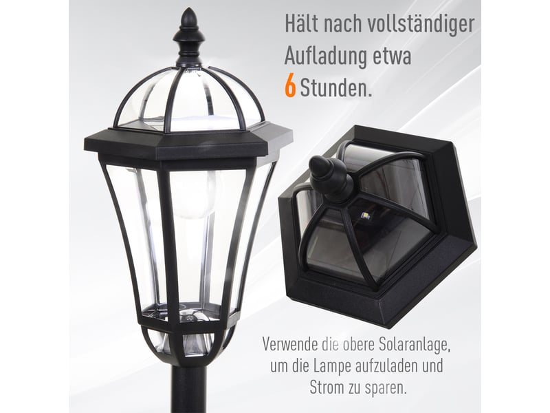  Lot de 2 lampadaires solaires led,meulva,18,5x18,5x129 cm,ip44,abs,noir  - Conforama D