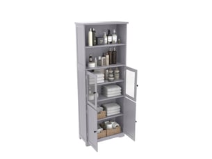 Meuble colonne de salle de bain 57,4x28,5x160 cm en mdf gris avec rangements