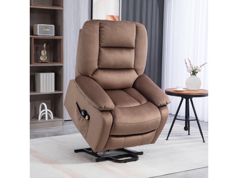  Fauteuil de relaxation, fauteuil releveur électrique, polyester, 90x93x110cm, marron  - Conforama C