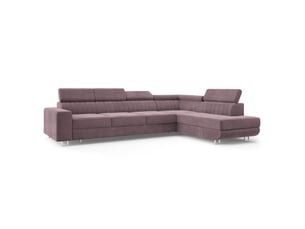 Canapé d'angle droit convertible MASSENO  5 places Velours violet avec coffre de rangement
