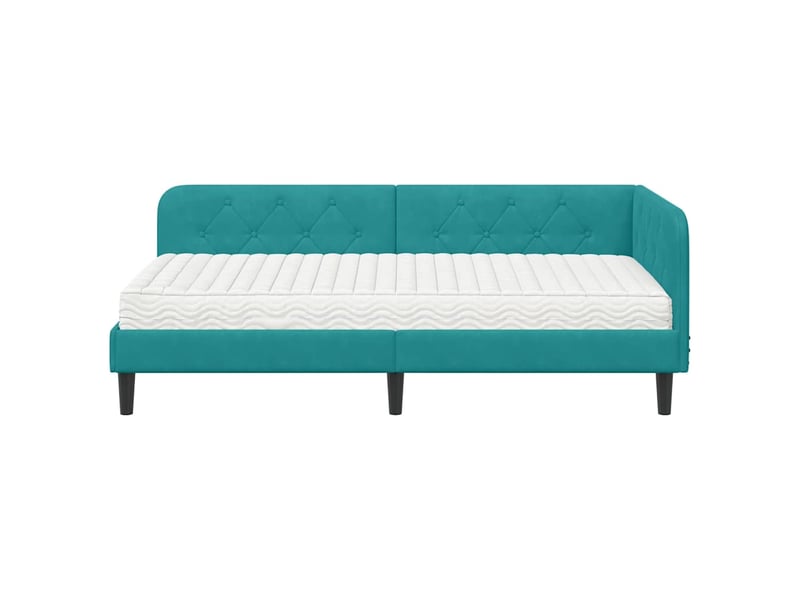 Lit simple- lit adulte - cadre de lit d'angle turquoise 90 x 190 cm velours - Conforama D