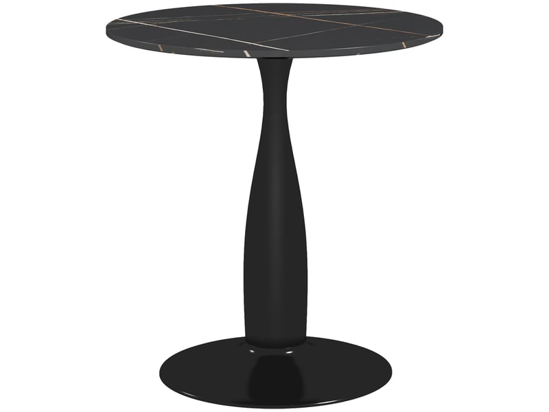  Table de salle à manger ronde, acier thermolaqué, mdf mélaminé, pieds antidérapants, 70 x 74 cm, noire  - Conforama B