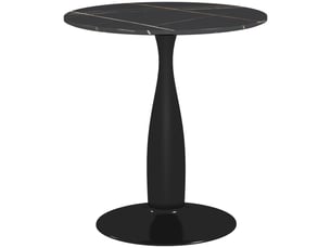 Table de salle à manger ronde, acier thermolaqué, mdf mélaminé, pieds antidérapants, 70 x 74 cm, noire