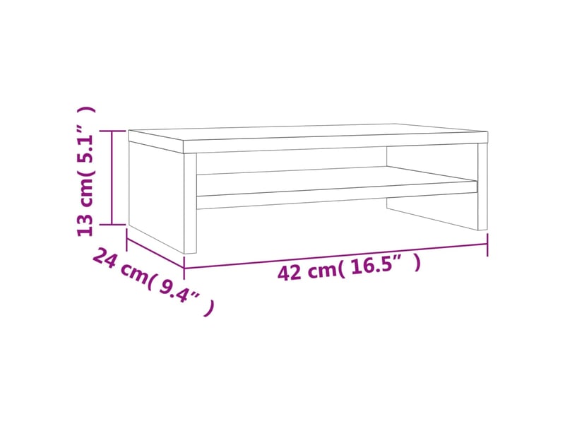  Support de moniteur chêne fumé 42 x 24 x 13 cm bois d'ingénierie brun 02_0029218  - Conforama D