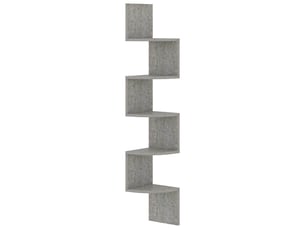 Étagère d'angle flottante, étagère murale gris béton 19x19x123cm bois d'ingénierie cf41402