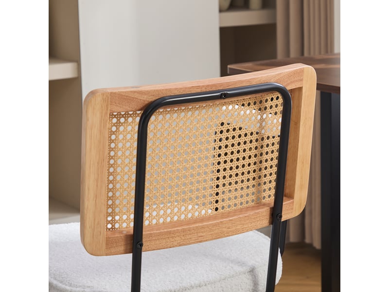  Chaise de bureau rotin vintage ivoire, chaise pivotante réglable avec accoudoirs bois et roulettes  - Conforama W